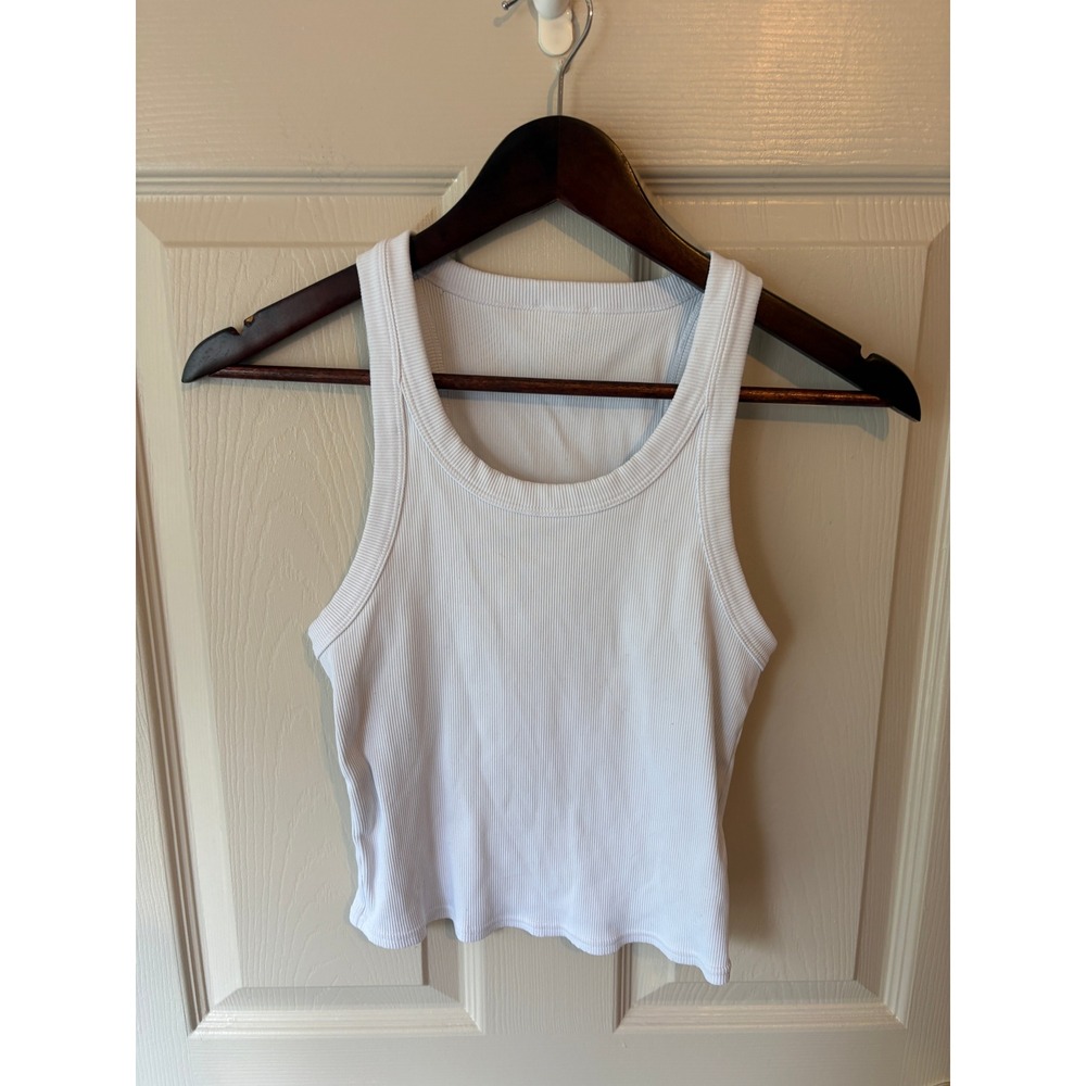 Alo Yoga Goddess Ribbed Go-To Tank Women S White Racerback Athletic Workout